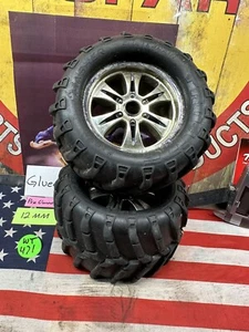 RC CAR TIRES & WHEELS 1/10 / 1/8 / 12mm 4pc. ~PreOwned~ - Picture 1 of 6