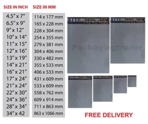 Strong Grey Mailing Bags Post Mail Postal Poly Postage Self Seal All 17Sizes NEW - Picture 1 of 12