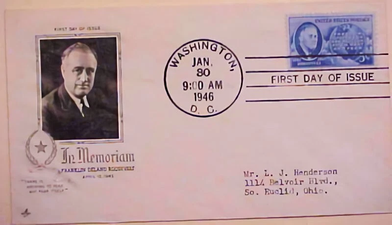 USA FDC ROOSEVELT 5 CENTS 1946 - Image 1 of 1