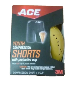 Nuevos Pantalones Cortos de Compresión Chicos Ace Juvenil con Copa Protectora Cintura 18-23" - Imagen 1 de 1
