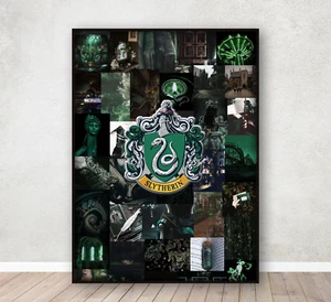 Póster de arte de pared con impresión de Slytherin Harry Potter Mundo Mágico enmarcado A4 - Imagen 1 de 3