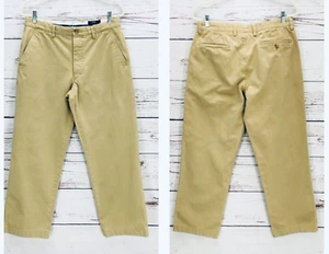 Vintage J Crew Men's 32x29 Wide Leg Giant Chino Cotton Pants Khaki Baggy Relaxed - Picture 1 of 13