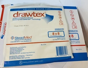 Drawtex hydroleitender Wundverband mit LEVAFASER 8"" x 8"" 2 Verbände Exp2027 - Bild 1 von 5