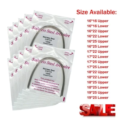 EUA 100 peças fio ortológico de aço inoxidável retangular arco ovoid superior/inferior - Imagem 1 de 4