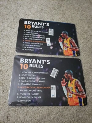 Лот из 2 Коби Брайант знаки "Брайант 10 правил" металлический вывески 12" x 8" новый - Изображение 1 из 4