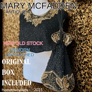Vintage Mary McFadden Beaded Collar & Drawstring Bag Set - Picture 1 of 8
