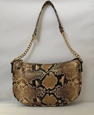 INC Serpiente Pitón Estampado Cadena Correa Mujer Mini Bolso de Hombro Bolso de Mano - Marrón Foto 1 de 4