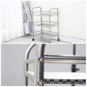 Carro de cocina con estante de 3 niveles de acero inoxidable con carro utilitario rodante de 4 ruedas - Imagen 1 de 21