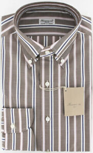 New $375 Finamore Napoli Brown Shirt 15.75/40
