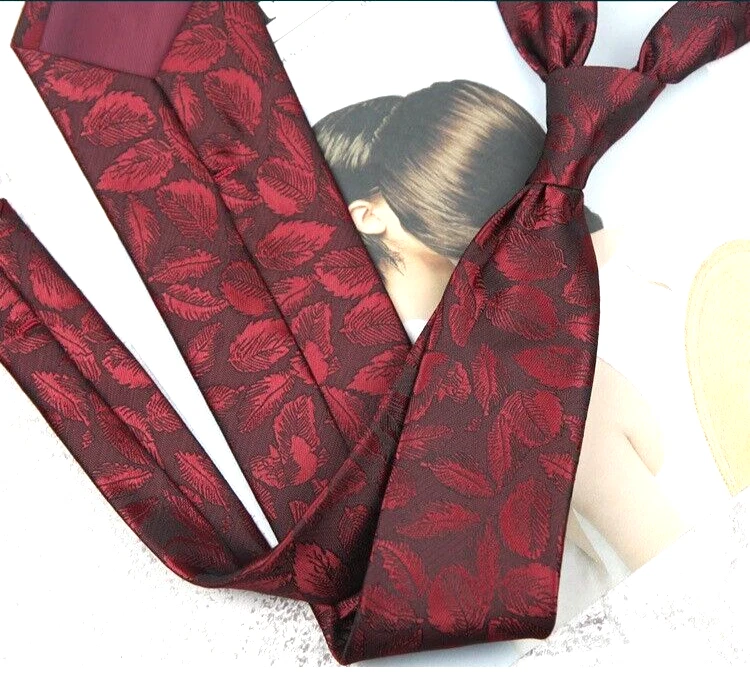 Nueva Corbata Clásica Hoja Roja JACQUARD TEJIDA 100% Seda Para Hombre Foto 1 de 1