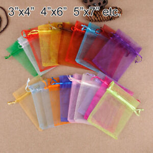 50-500PCS Organza Candy Bags Wedding Party Favor Gift Jewelry Pouch Sheer Decor