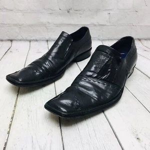Mark Nason Rock Lives Mens Size 10 Black Leather Dragon Square Toe Loafers Italy - Picture 1 of 11