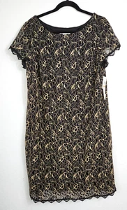 London Times Black Sleeveless Floral Lace Lined Black Dress New Sz 16W - Picture 1 of 9