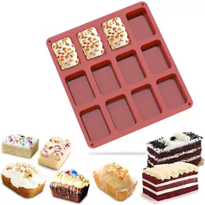 12 Hohlräume Antihaft Mini Brownie Pfanne Brotform Silikon Mini Laib Backen *a5 - Bild 1 von 9