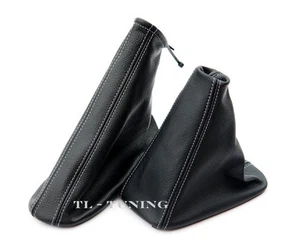 Schaltsack + Handbremssack Faden Weiß passend für OPEL CORSA D Bj. 06-14 Leder - Bild 1 von 1