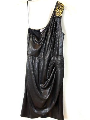 Matthew Williamson for Impulse-wm sz 6 Black Matte sequined one shoulder dress - Image 1 of 4