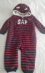 Baby Gap Sherpa Lined Hooded One Piece Outfit Outerwear Red/navy - size 12-18 mo - Picture 1 of 1