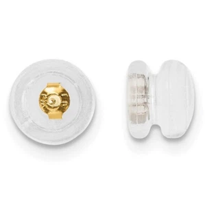1 Pair Silicon Embedded Medium Earring Backing in 14K Yellow Gold - Picture 1 of 2
