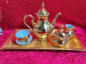 Beautiful, Old Service: Teapot, Sugar Bowl, Creamer, Cup, Gilded - Picture 1 of 6