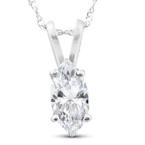 1/2ct Fancy Marquise Diamond Solitaire Pendant 14K White Gold - Picture 1 of 5
