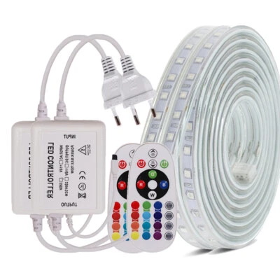 RGB LED Streifen 230V Dimmbar Leiste Band Strip Lichterkette Lichtschlauch Außen - Bild 1 von 4