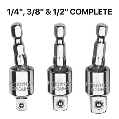 Socket Adapter Set Hex Shank to 1/4" 3/8" 1/2" Impact Driver Drill Universal - Image 1 of 4