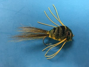 FLY FISHING FLIES - Green/Yell DEER HAIR SWIMMING FROG BASS BUG size #2 (3 pcs.) - Picture 1 of 6