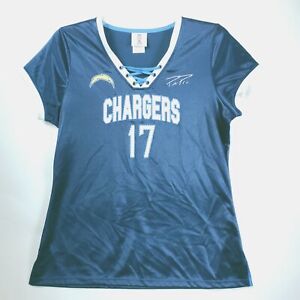 LOS ANGELES CHARGERS womens Shirt LARGE #17 Philip Rivers LA NFL Football Blue