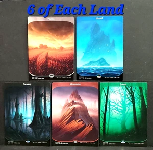 MtG 6 Each Unstable Full Art Land Magic Plains Island Swamp Mountain Forest NF - Picture 1 of 1