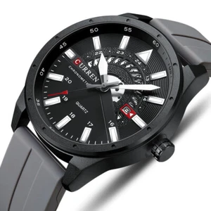 Classic Mens Sports Quartz Watches Date Rubber Strap Sport Outdoor Watches - Picture 1 of 18