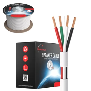 Cable de altavoz 500 pies 16/4 OFC CL3 CMR con clasificación de audio en pared LED cable trenzado blanco - Imagen 1 de 4