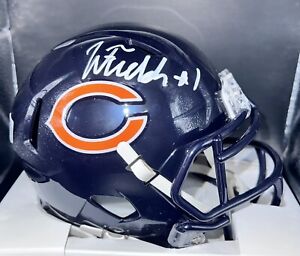 Justin Fields Chicago Bears Signed Blue Speed Mini Helmet Beckett COA