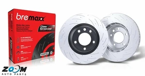 Genuine Bremaxx Slotted Disc rotor Front Pair For Mitsubishi Evo X (10) 350mm - Picture 1 of 9