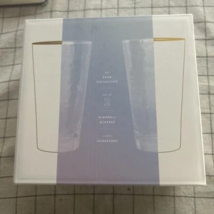 NEW ANTHROPOLOGIE SET OF 2 ZAZA LUSTERED HIGHBALL GLASSES TUMBLER GLASSES - Picture 1 of 1