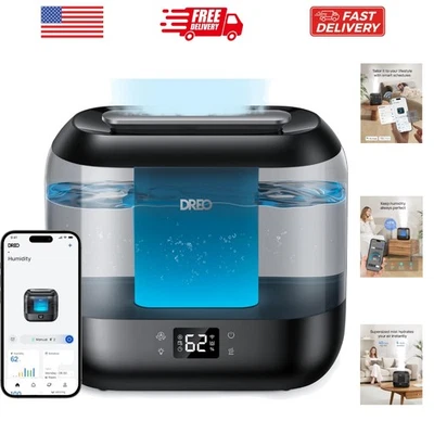 Smart Humidifiers for Bedroom, Top Fill 4L Supersized Humidifier Large Room w... - Image 1 of 4