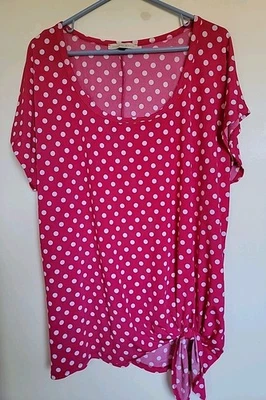 Women's Blouse Top Pink w/white polka dots Sophisticates by Jonathan Martin  1X - Image 1 of 3