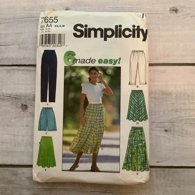 Simplicity 7655 Sewing Pattern Skirt Pants Capris Misses Sizes XS-Med UNCUT - Image 1 of 4