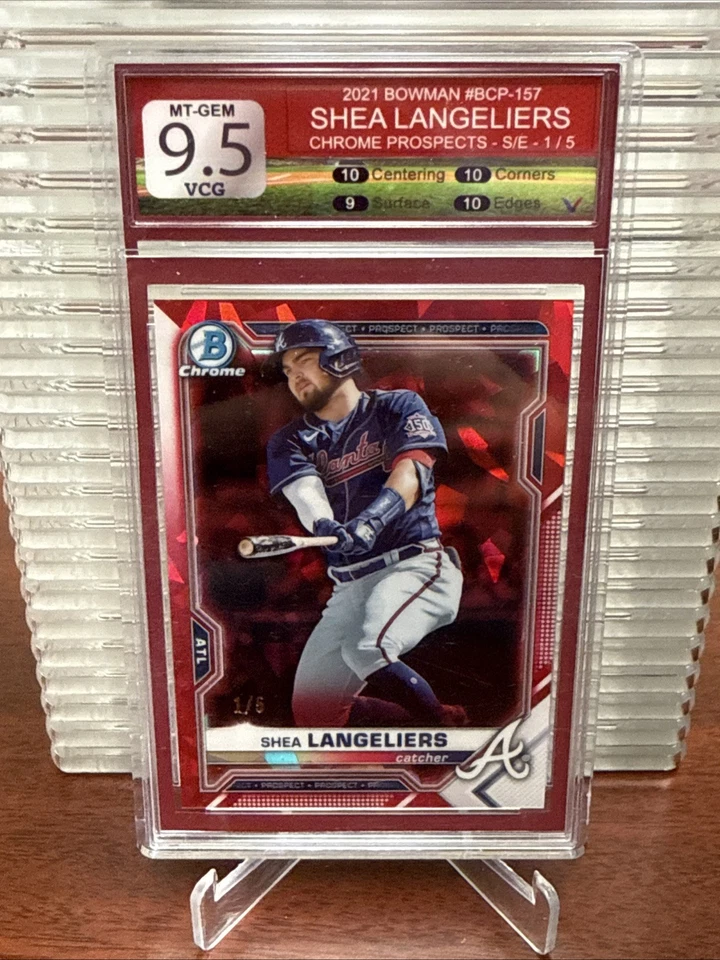 2021 Bowman Sapphire Chrome Prospects #BCP157 Shea Langeliers 1/5!! VCG 9.5!! - Image 1 of 4