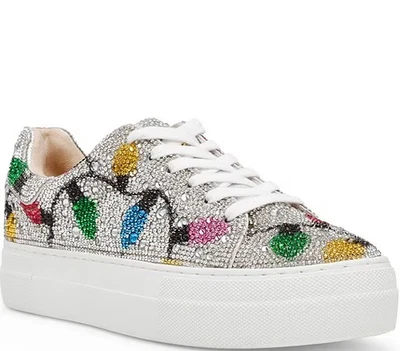 Betssey Johnson Sidny Holiday Lights Print Rhinestone Platform Sneakeers - Image 1 of 4