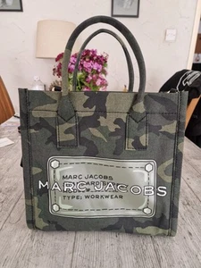Marc Jacobs Camouflage Camo Khaki Canvas Tote Bag Medium Workwear Rare - Picture 1 of 13