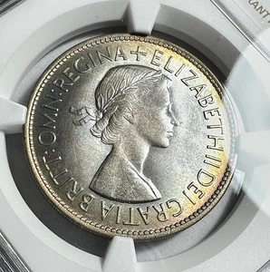 1953 Great Britain Half 1/2 Crown NGC MS66 Nice Toning! - Picture 1 of 5