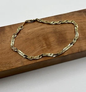 Vintage 14K vergoldet gedrehtes Seil Kette Armband Retro Kokette 14KGP Glam - Bild 1 von 5