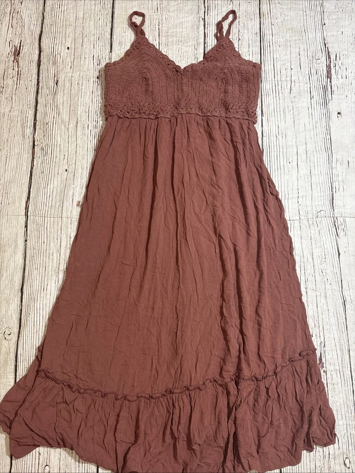 Maxi Vestido BLUSH Para Mujer Calado Largo Correa Espagueti Crochet Rosa Talla 1X Foto 1 de 4