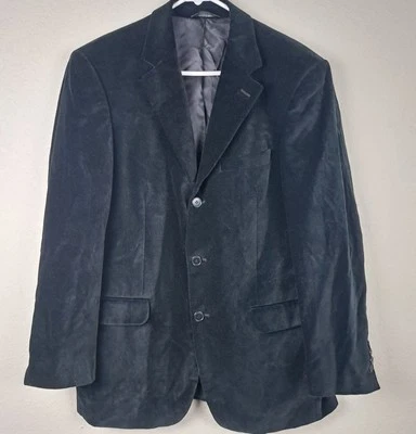 Mens T. Harris London Black Velvet 3 Button Goth Style Blazer Suit Top Size 40R - Image 1 of 4