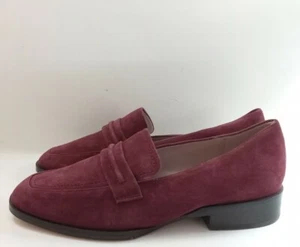 27 Edit Womens Maroon Red Suede Slip On Loafers Shoes 10W - Picture 1 of 11