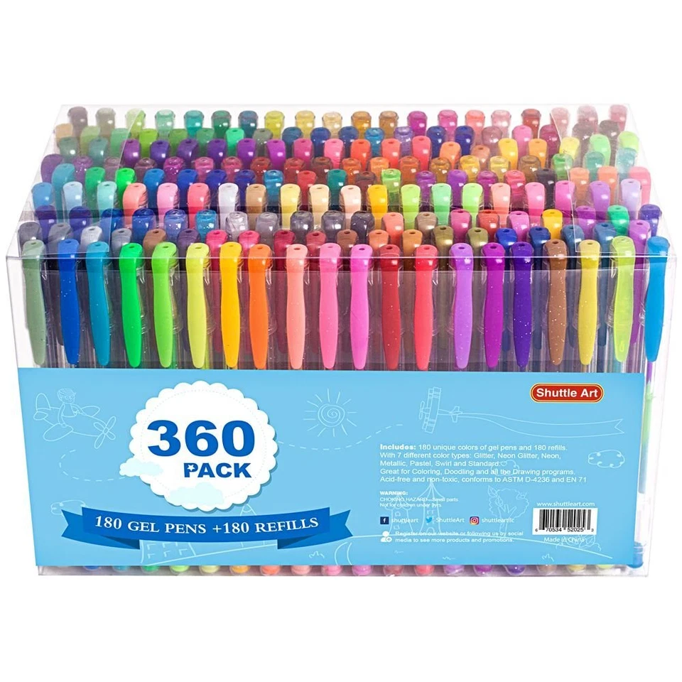 Shuttle Art 180 Color Gel Pen - 360 Count