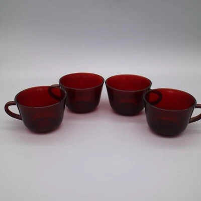 Vintage Anchor Hocking Tea/Coffee Cups Royal Ruby Red Glass (Set of 4) - Image 1 of 4