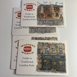 4 posavasos de cerveza de papel Watneys World London Pubs - Imagen 1 de 2
