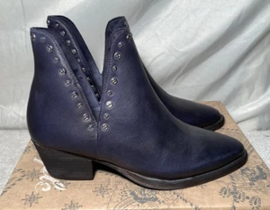 Free People Charm Double V Black Leather Studded Ankle Boots Sz UK 4 / 37 - Picture 1 of 14