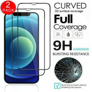 For  iPhone 13 12 Pro Max XR XS Defender Rugged Tempered Glass Screen Protector - Picture 1 of 14